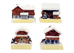 Holz Häuser Chalet Winter, 4 assortiert