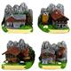 Holz Häuser mit Tieren und Felsen, Sommer, 4 assortiert