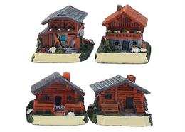 Holz Häuser Sommer, 4 assortiert