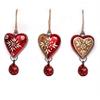 Holz Herz rot mittel mit Glocke rund, 4 x 2.5cm, 3 assortiert - 24 Stück im Display