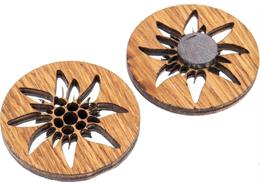 Holz Magnet aus Eiche geölt Form: Edelweiss
