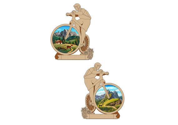 Holz Magnet Mountainbike mit Landschaft, 2 assortiert