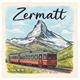 Holz Magnet Zermatt Matterhorn mit Zug, 33x33mm