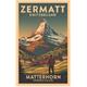 Holz Magnet Zermatt Vintage Dorf, 62x37mm