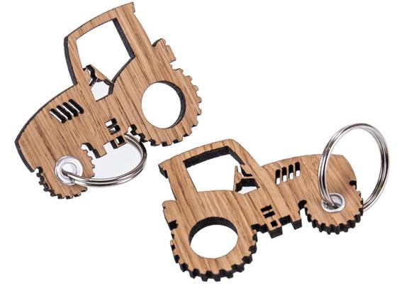 Holz Schlüsselanhänger aus Eiche geölt 5 mm: Traktor