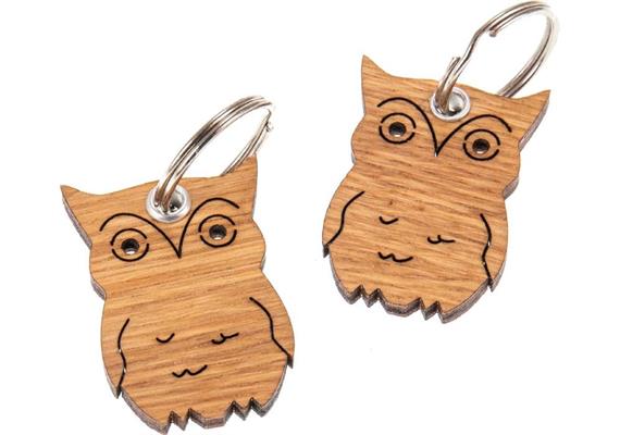 Holz Schlüsselanhänger FSC Eiche geölt - Eule