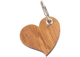 Holz Schlüsselanhänger Herz aus Eiche Laserschnitt, geölt 5 mm