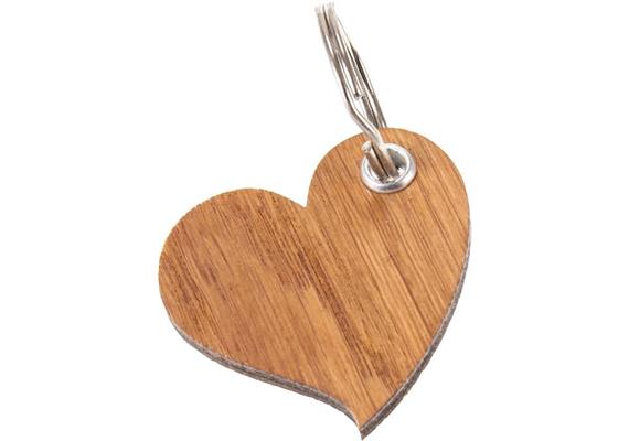 Holz Schlüsselanhänger Herz aus Eiche Laserschnitt, geölt 5 mm