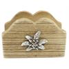 Holz Serviettenhalter mit Edelweiss Motiv, 8.4 x 12.7 cm