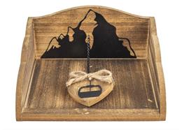 Holz Serviettenhalter mit Gondel und Bergen, 18 x 20 cm
