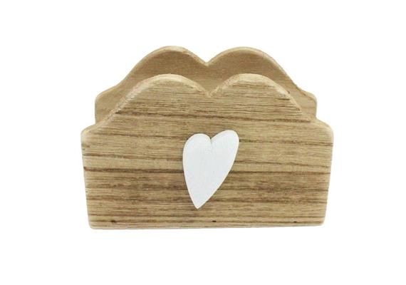 Holz Serviettenhalter mit Herz Motiv, 8.4 x 12.7 cm