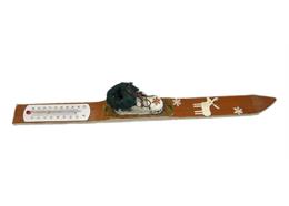 Holz Ski mit Thermometer 32 cm