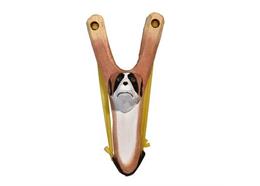 Holz Steinschleuder mit Bernhardiner Hund