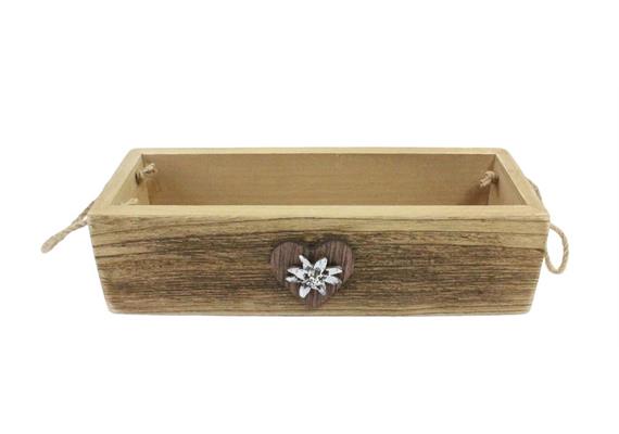 Holz Teebox mit Edelweiss, 29 x 12 cm