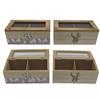 Holz Teebox mit Edelweiss und Hirsch, 9 x 18 cm, 2 assortiert