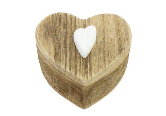 Holz Teebox mit Herz 10.5 x 11.5 cm