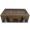 Holz Teebox mit Tannen und Bär, 23 x 15 cm