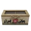 Holz Teebox mit Tannen und Hirsch, 18 x 10 cm