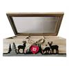 Holz Teebox mit Tannen und Hirsch, 24 x 16 cm