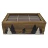 Holz Teebox mit Tannen und Skifahrer, 23 x 15 cm
