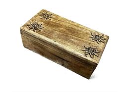 Holzdose mit Edelweiss, 10 x 20 cm