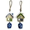 Holzhaus blau-weiss mit Muster, 12 cm, 2 assortiert