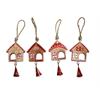 Holzhaus Dekor rot mit Glocke, 4 assortiert