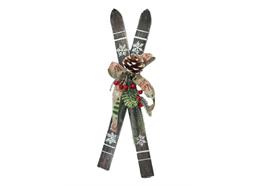 Holzski mit Winterschmuck grau 51x14x14 cm