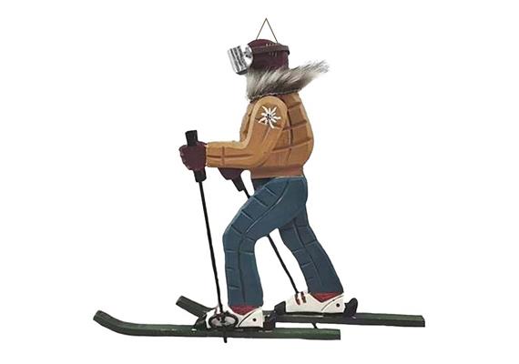 Holzskifahrer Figur, 23 cm