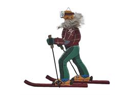 Holzskifahrerin Figur, 23 cm