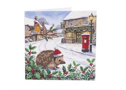 Igel & Rotkehlchen, 18x18cm Crystal Art Card