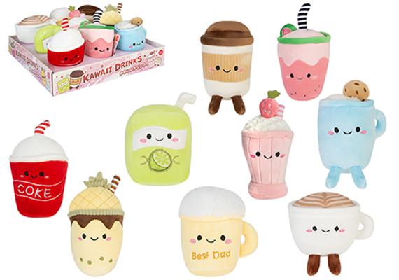 Kawaii Drinks Plüschartikel 13 cm, Display 9 Stk. assortiert