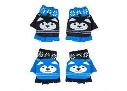 Kinder Handschuhe blau/schwarz, Husky, 4 assortiert