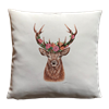 Kissen Blumenhirsch, Leinenhaptik, 40 x40cm