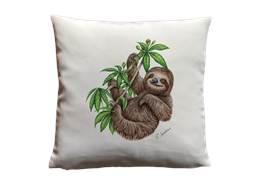 Kissen Faultier, Leinenhaptik, 40 x40cm