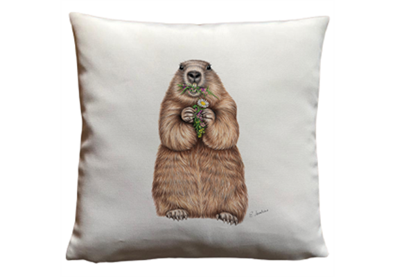 Kissen Murmeltier, Leinenhaptik, 40 x40cm