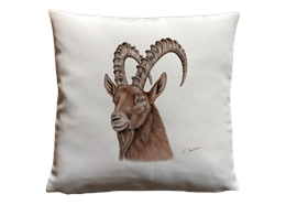 Kissen Steinbock, Leinenhaptik, 40 x40cm