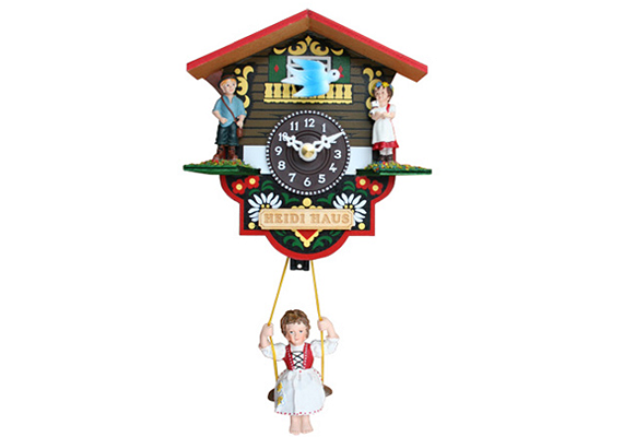 Kleine Uhr (Chaletmodell) mit Heidi Figuren