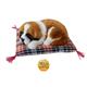 Kunstfelltier Bernhardiner Hund auf Kissen