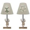 Lampe aus Metall, Edelweiss und Hirsch, 36 cm, 2 assortiert
