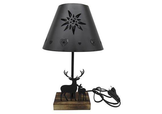 Lampe aus Metall, Edelweiss und Hirsch
