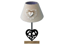 Lampe aus Metall, Herz Motiv, 36.5 cm