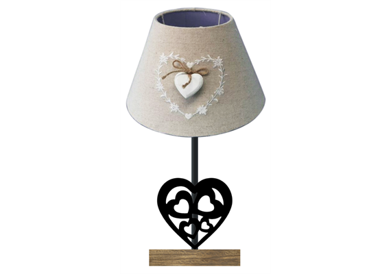 Lampe aus Metall, Herz Motiv, 36.5 cm