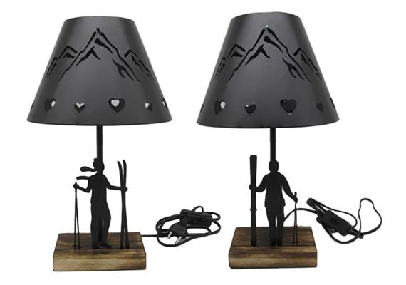 Lampe aus Metall, Skifahrer, 38 cm, 2 assortiert