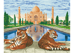 Les tigres au Taj Mahal , 40x50cm Crystal Art Kit