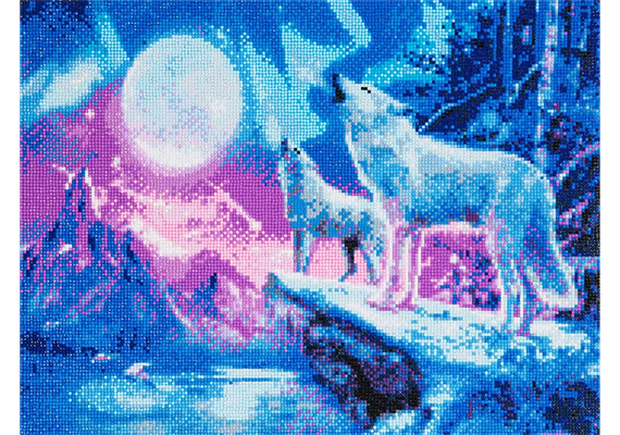 Loups et aurores boréales, 40x50cm Crystal Art Kit