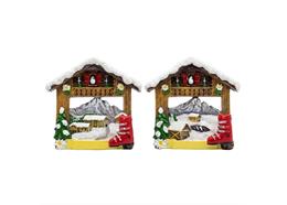Magnet Almhütte mit rotem Skischuh, 2 assortiert