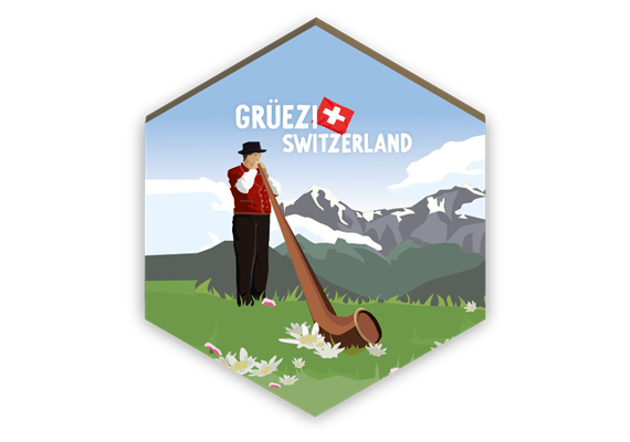 Magnet Alphornbläser - Grüezi Switzerland