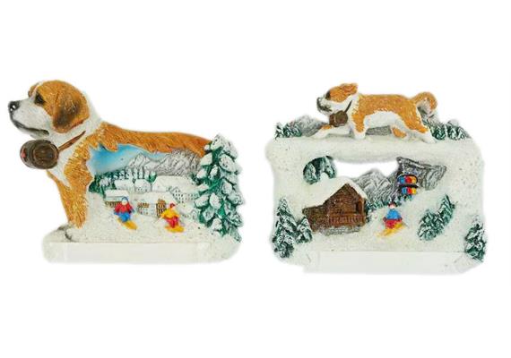Magnet Bernhardiner Hund Winterlandschaft, 2 assortiert