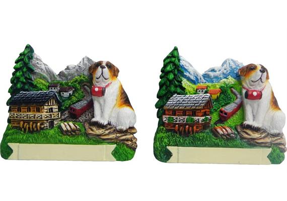 Magnet Bernhardiner mit Zug, 2 assortiert